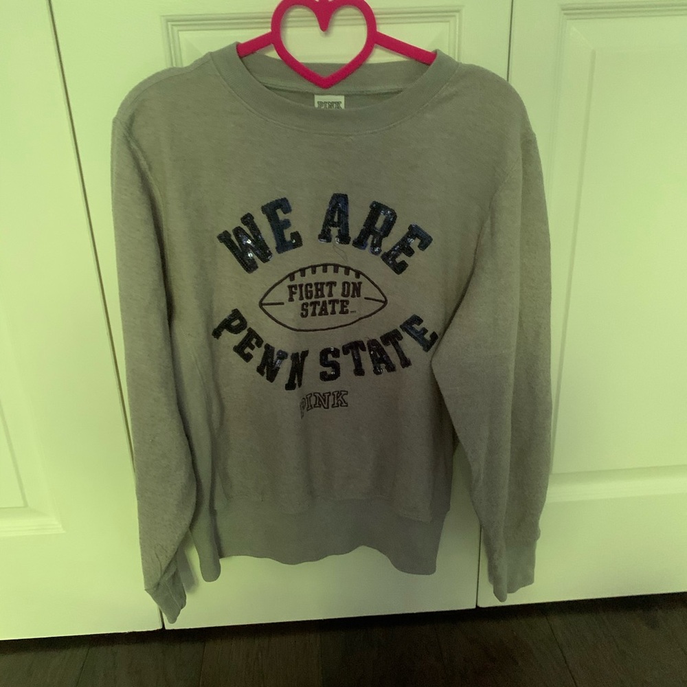 vs pink grey penn state crew neck